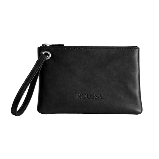 Estuche Negro de Cuero Natural - Roussa